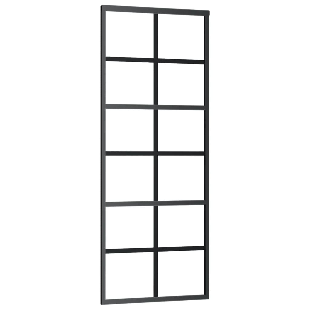 vidaXL Porte coulissante Verre ESG et aluminium 76x205 cm Noir