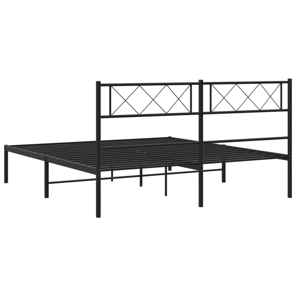 vidaXL Cadre de lit métal sans matelas avec tête de lit noir 150x200cm