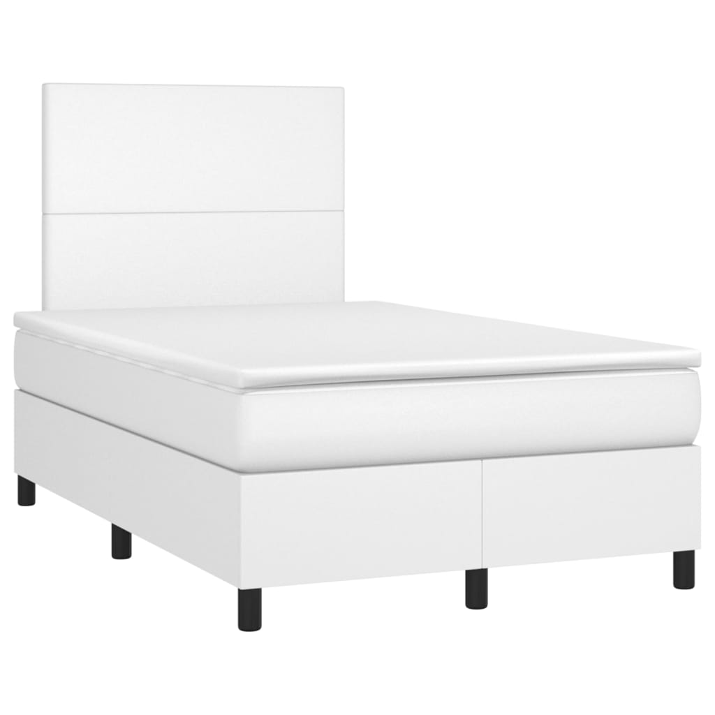 vidaXL Sommier à lattes de lit matelas LED blanc 120x190 cm similicuir