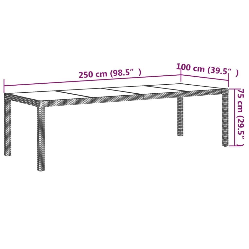 vidaXL Ensemble à manger d'extérieur 9pcs coussins résine tressée noir