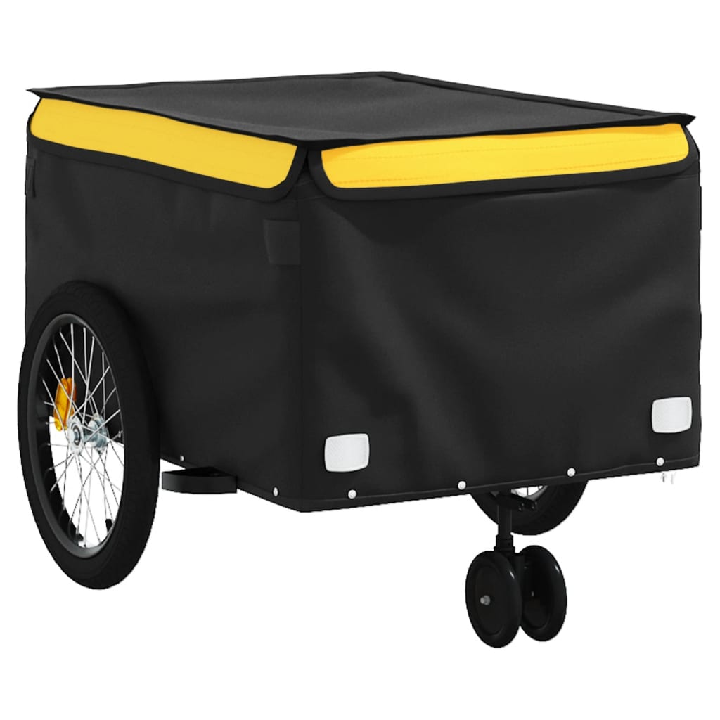 vidaXL Remorque de vélo noir et jaune 45 kg fer