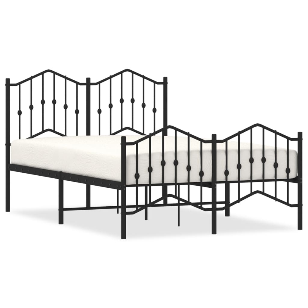 vidaXL Cadre de lit métal sans matelas avec pied de lit noir 120x190cm