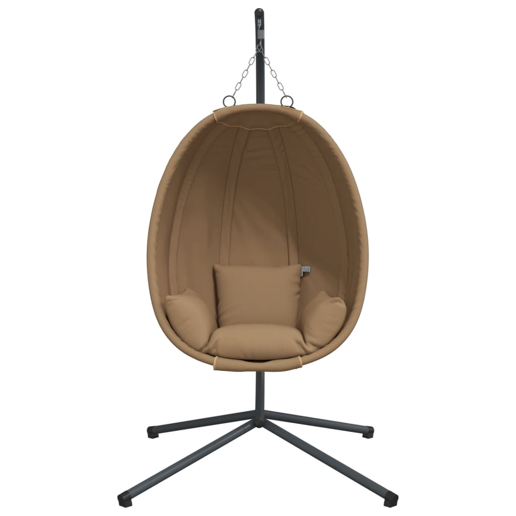 vidaXL Chaise suspendue en forme d'œuf et support taupe tissu et acier