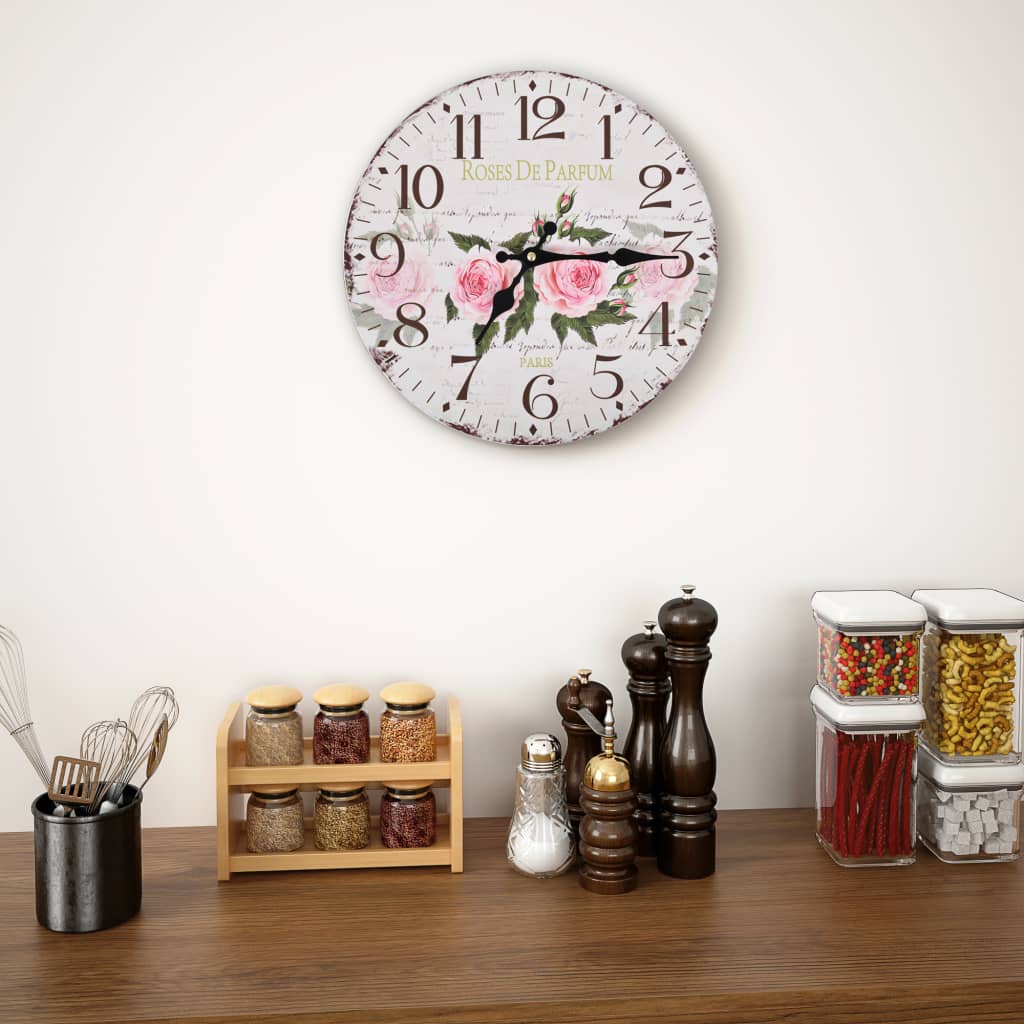 vidaXL Horloge murale vintage Fleur 30 cm