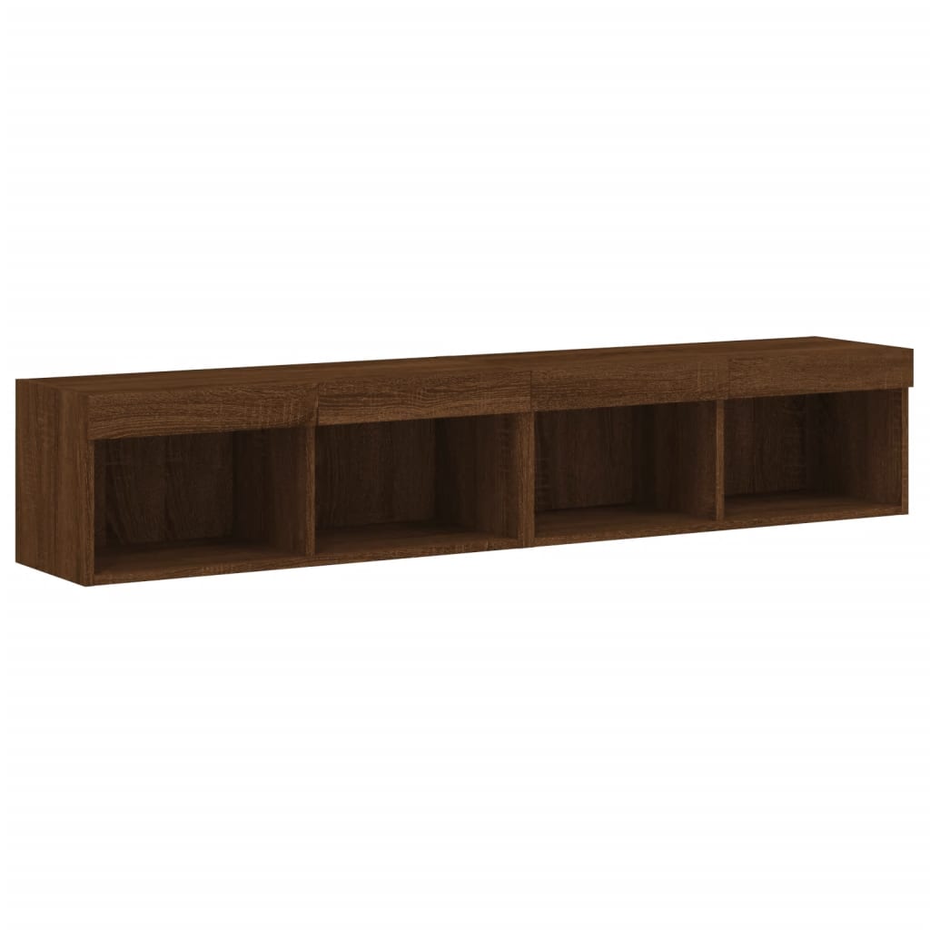 vidaXL Meubles TV avec lumières LED 2 pcs chêne marron 80x30x30 cm