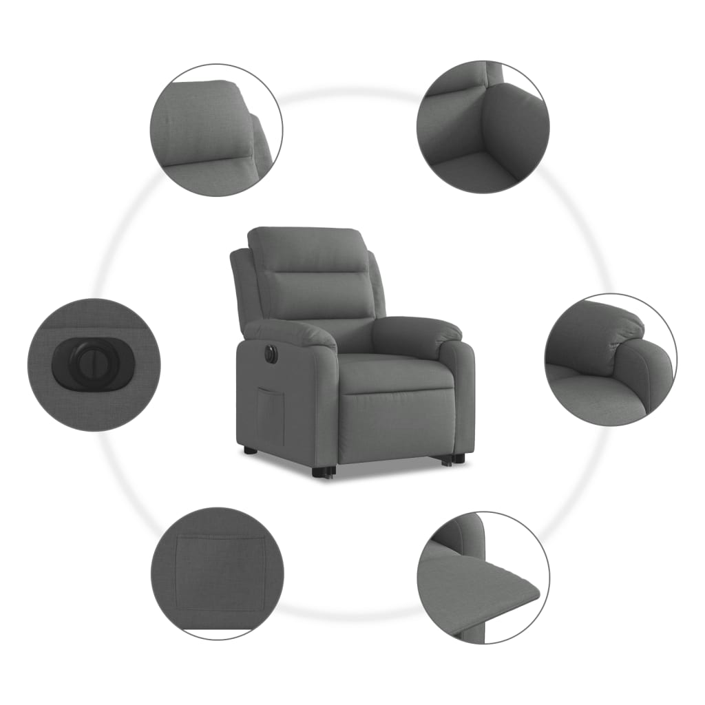 vidaXL Fauteuil inclinable électrique gris foncé tissu