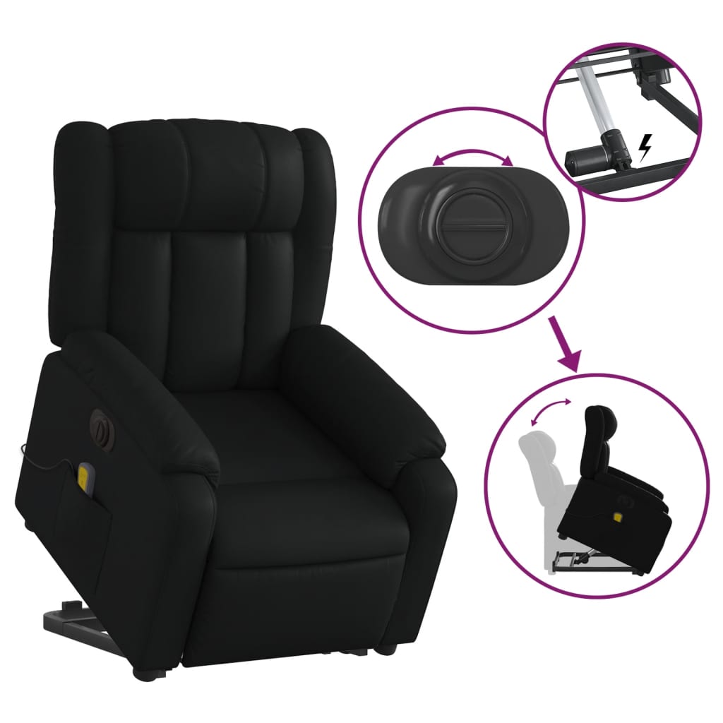 vidaXL Fauteuil inclinable de massage électrique noir similicuir