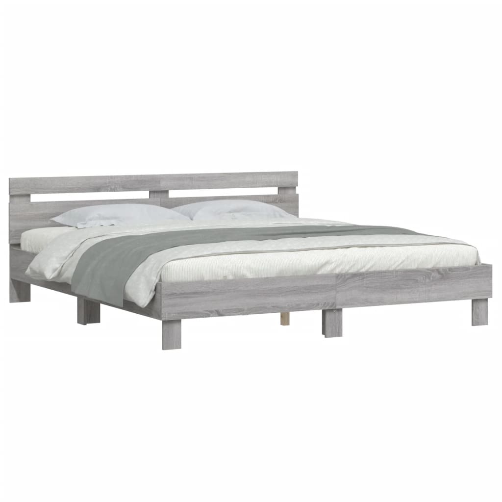 vidaXL Cadre de lit sans matelas sonoma gris 180x200 cm