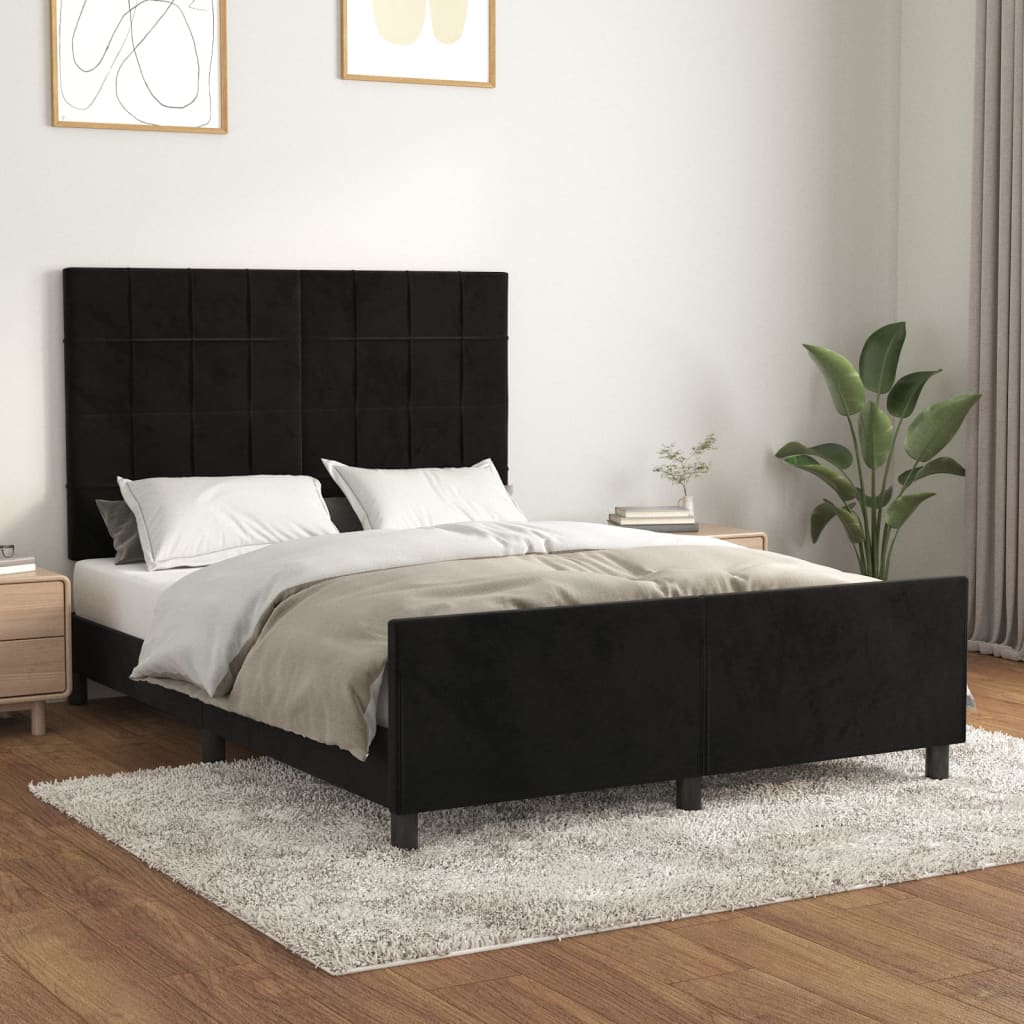 vidaXL Cadre de lit avec tête de lit Noir 140x200 cm Velours