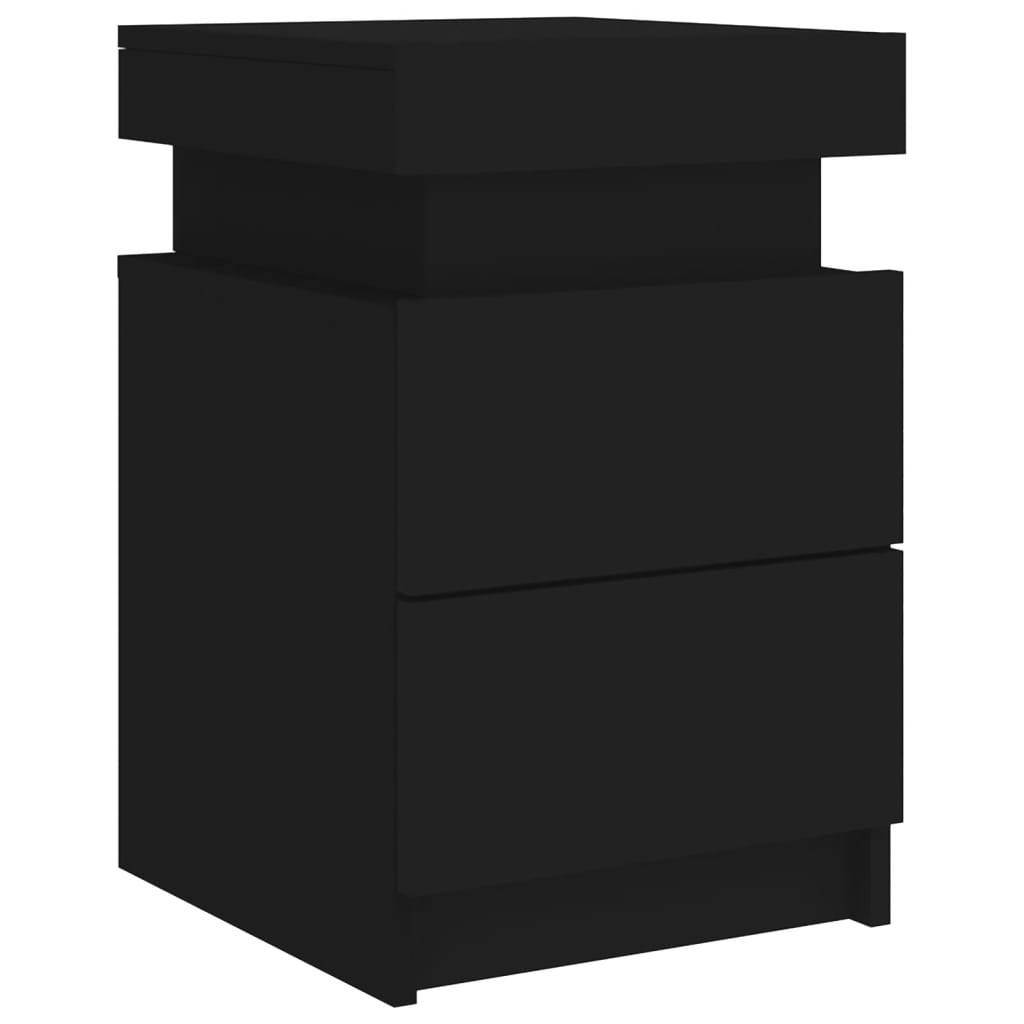 vidaXL Table de chevet avec lumières LED noir 35x39x55 cm