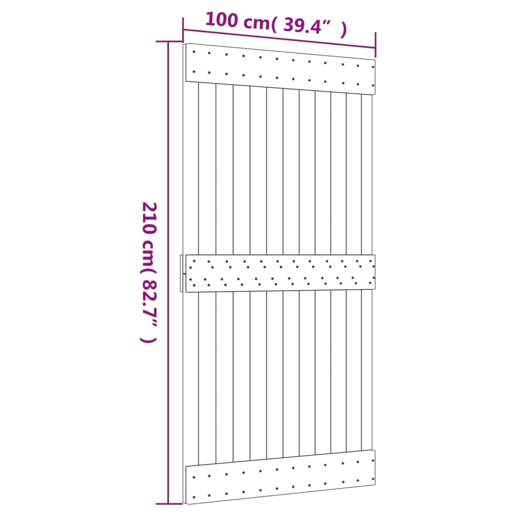 vidaXL Porte coulissante et kit de quincaillerie 100x210 cm pin massif