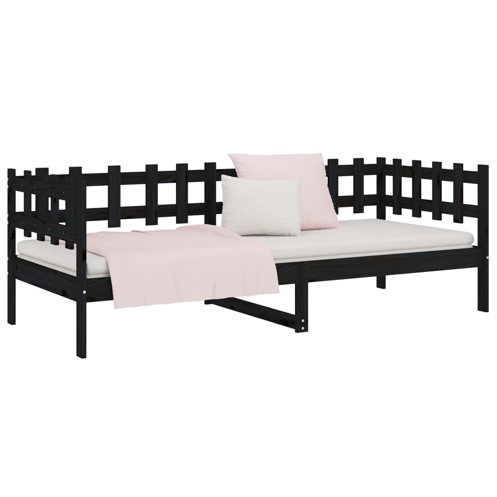 vidaXL Lit de jour sans matelas noir 90x190 cm bois de pin massif