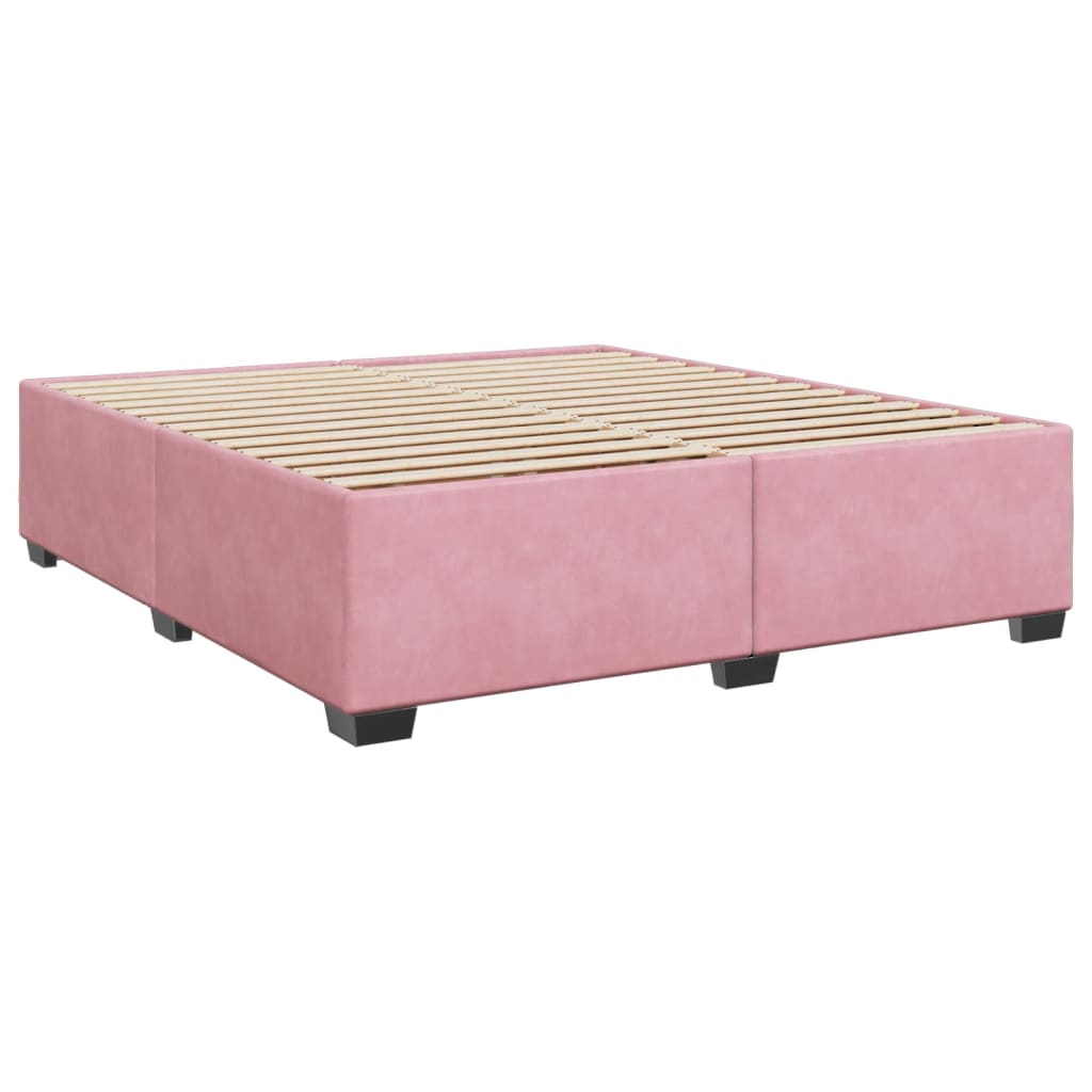 vidaXL Sommier à lattes de lit avec matelas Rose 200x200 cm Velours