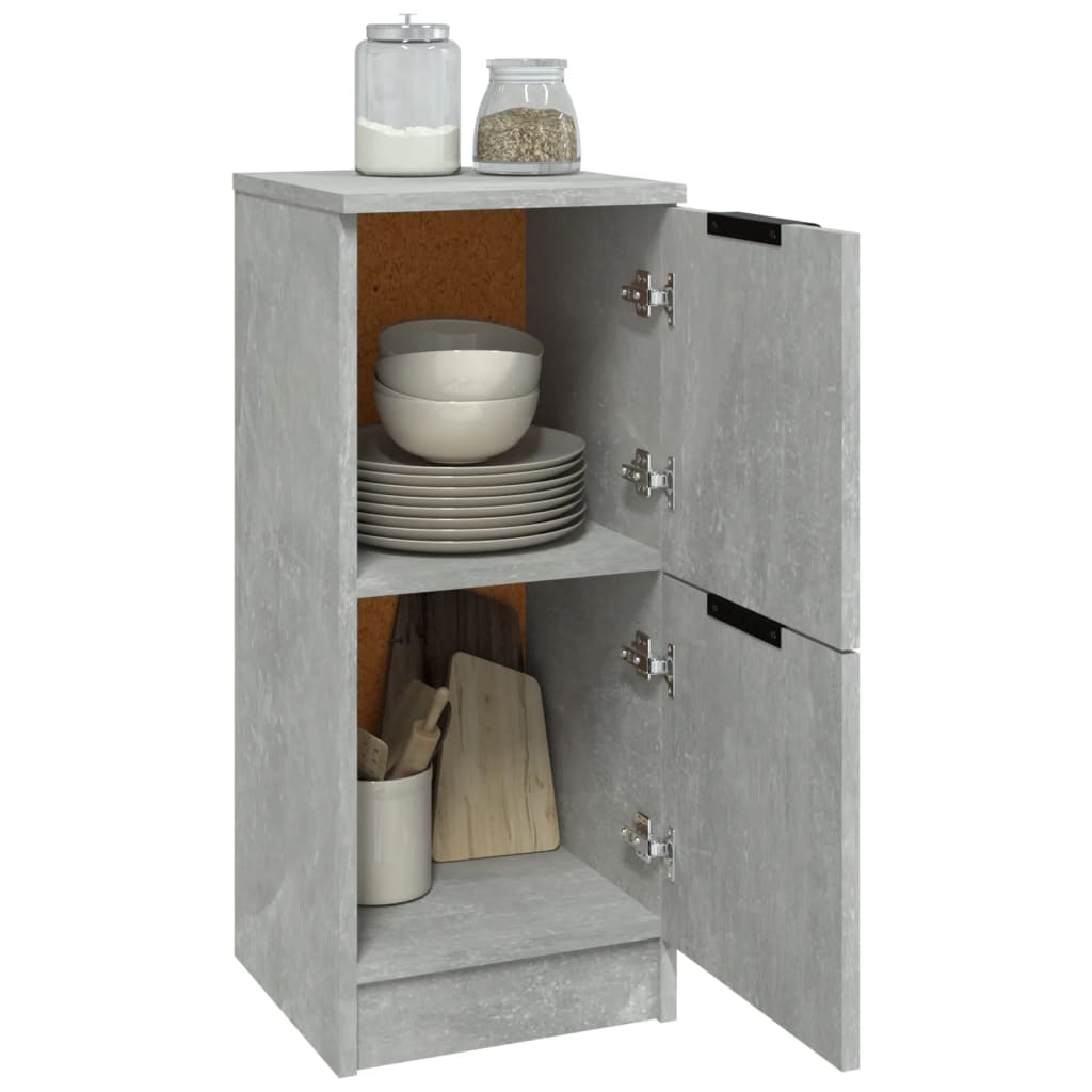 vidaXL Buffets 2 pcs Gris béton 30x30x70 cm Bois d'ingénierie