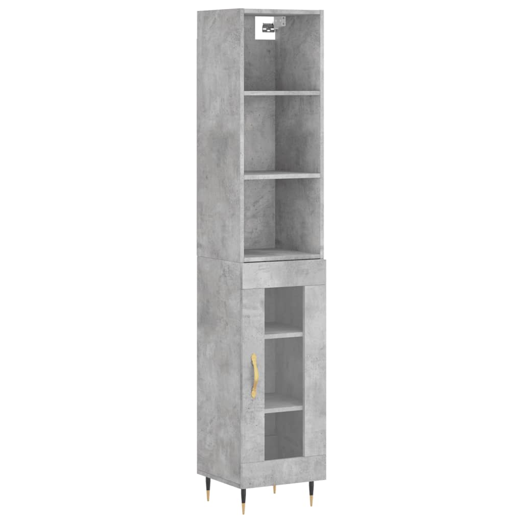 vidaXL Buffet haut Gris béton 34,5x34x180 cm Bois d'ingénierie