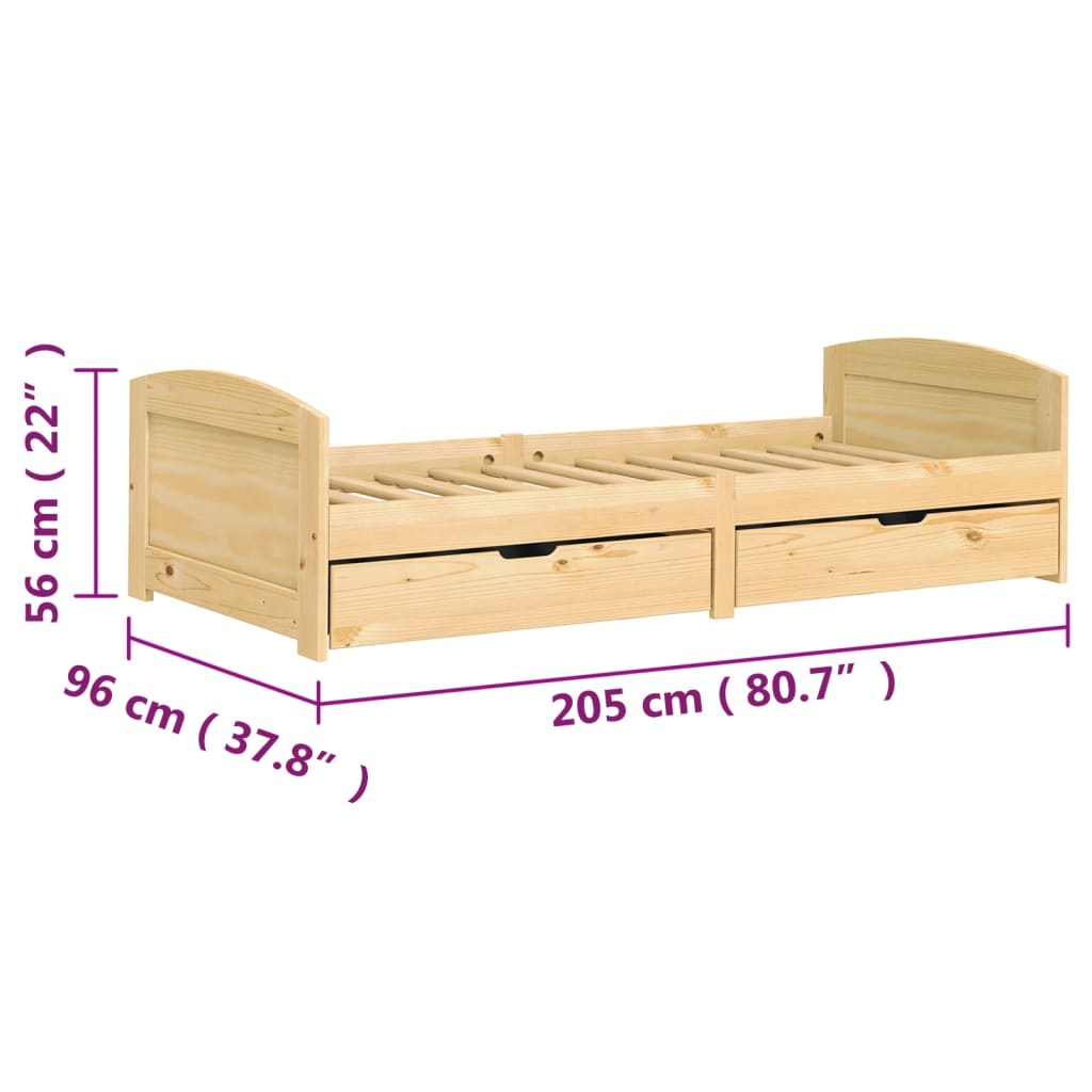 vidaXL Lit de jour avec 2 tiroirs IRUN 90x200 cm bois de pin massif