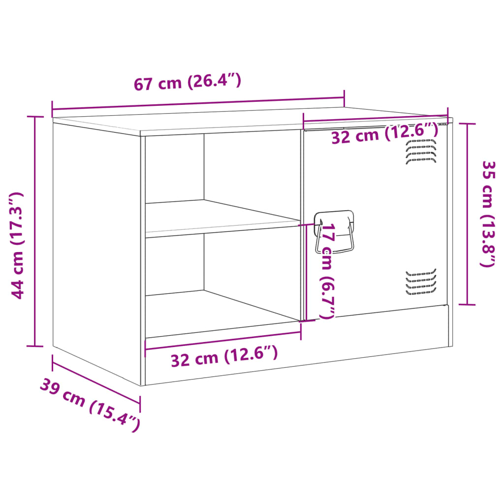 vidaXL Meuble TV vert olive 67x39x44 cm acier