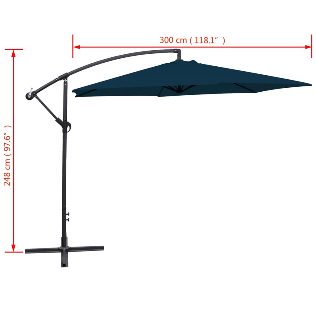 vidaXL Parasol de jardin en porte-à-faux 3 m bleu