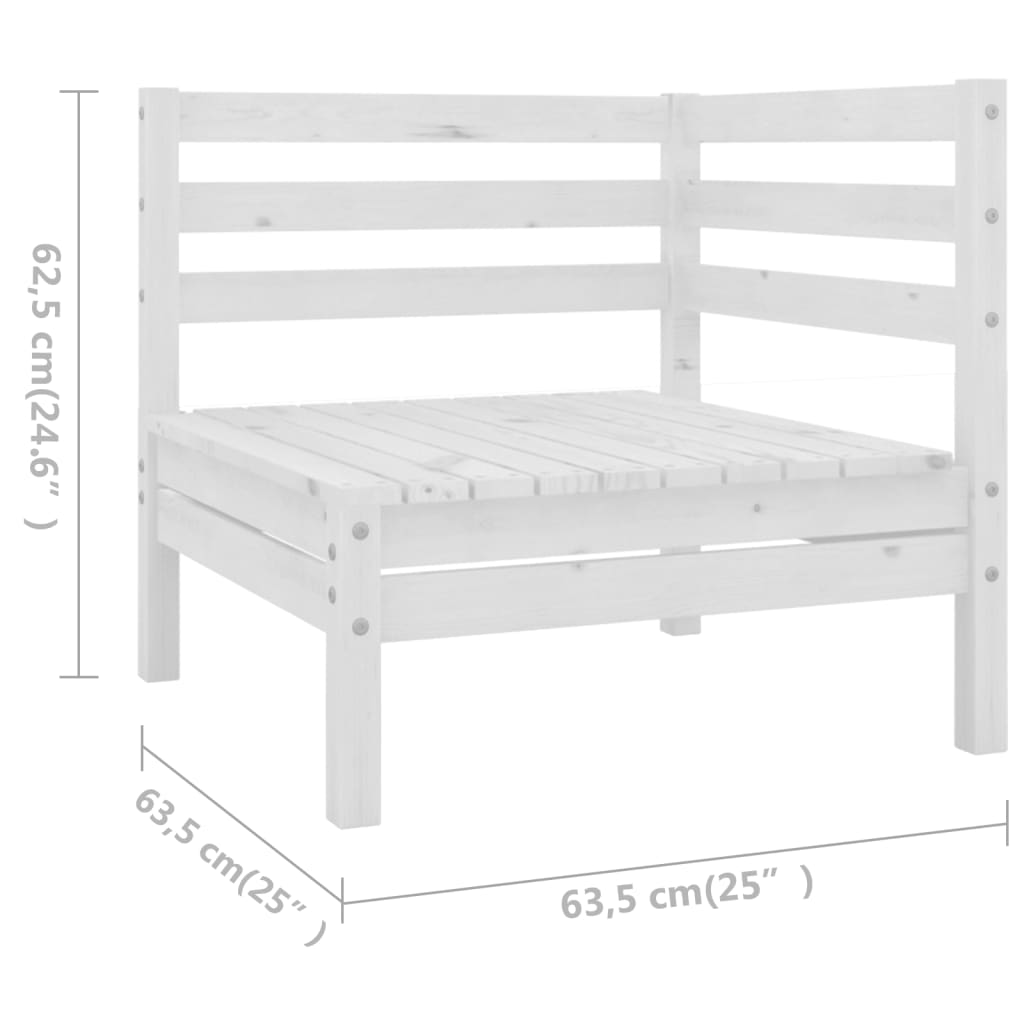 vidaXL Salon de jardin 8 pcs Bois de pin massif Blanc