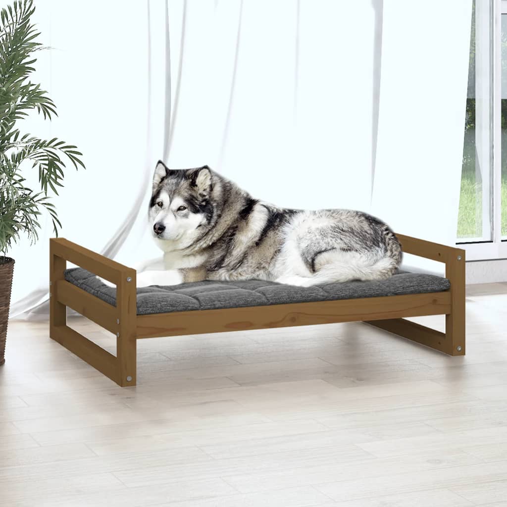 vidaXL Lit pour chien Marron miel 105,5x75,5x28 cm Bois de pin solide