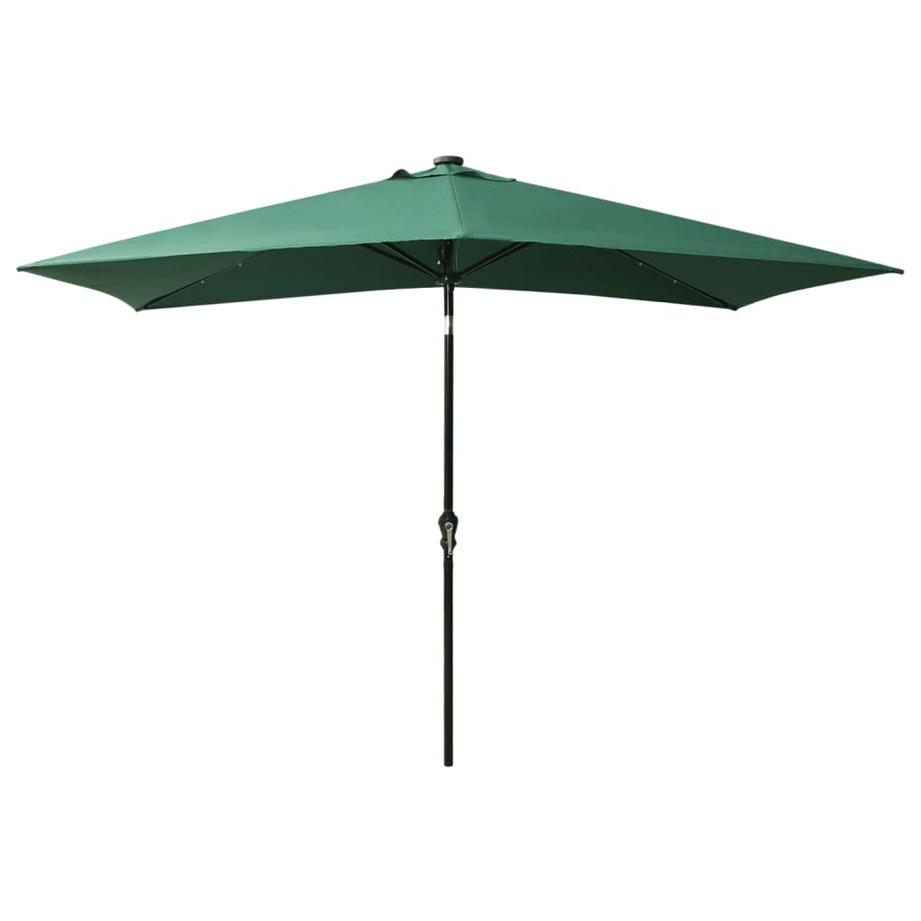 vidaXL Parasol de jardin avec LED et mât en acier Vert 2x3 m