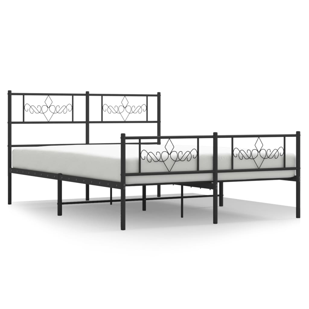 vidaXL Cadre de lit métal sans matelas avec pied de lit noir 120x200cm