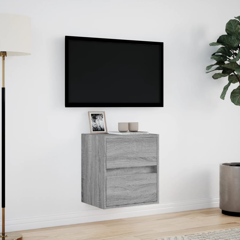 vidaXL Meuble TV mural avec lumières LED sonoma gris 41x31x45 cm