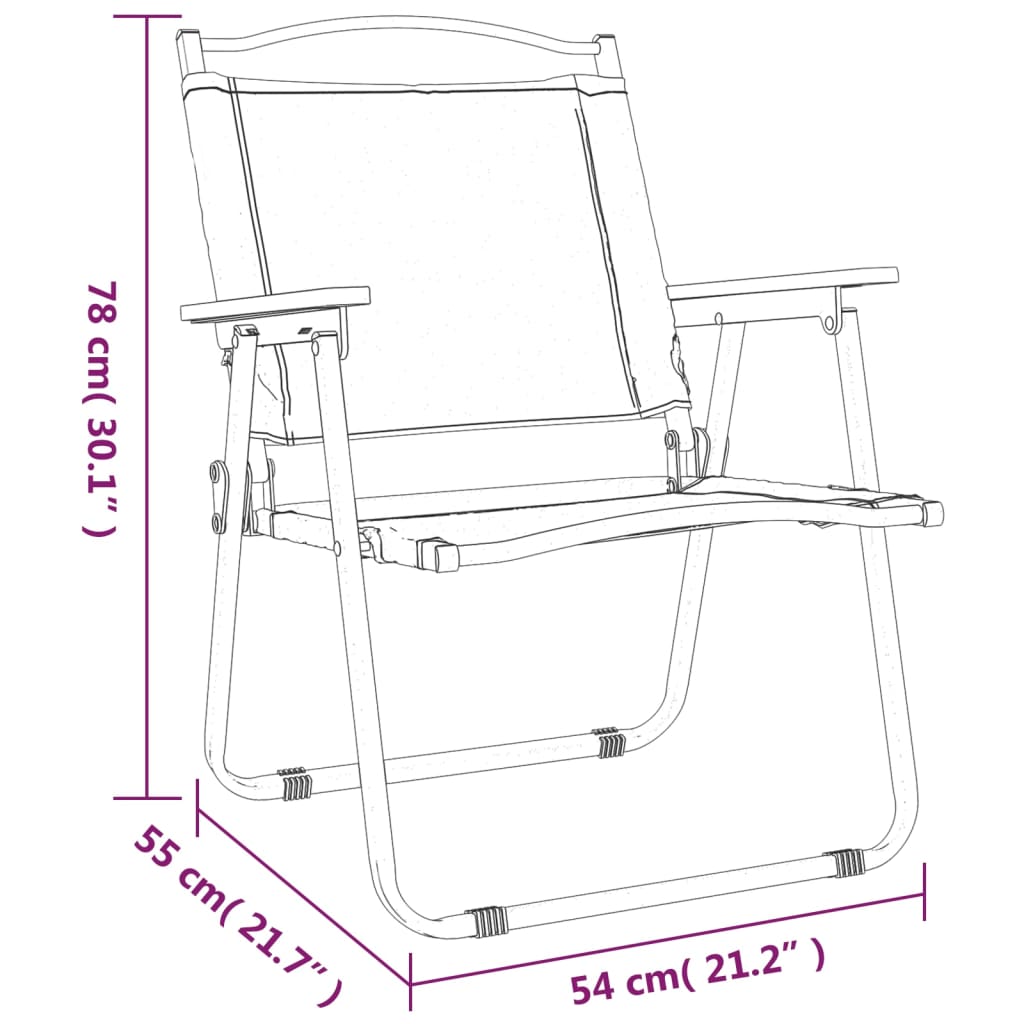 vidaXL Chaises de camping lot de 2 Beige 54x55x78 cm Tissu Oxford