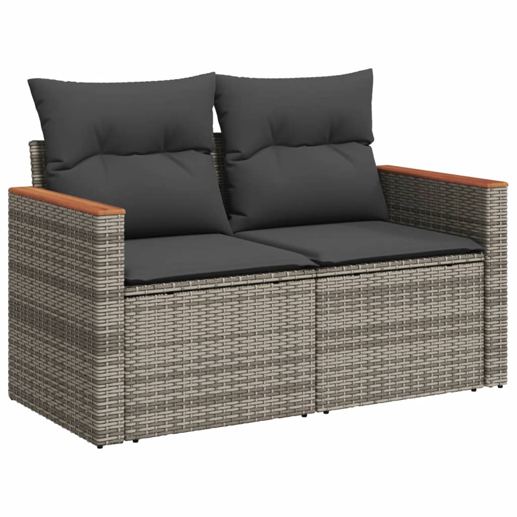 vidaXL Salon de jardin avec coussins 7 pcs gris résine tressée