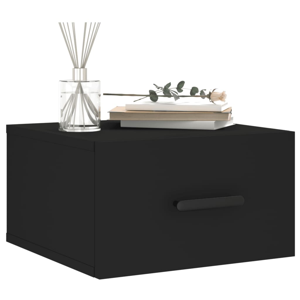 vidaXL Table de chevet murale noir 35x35x20 cm