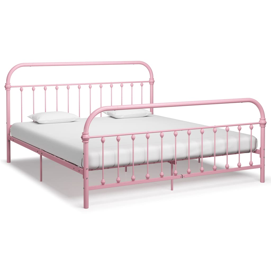 vidaXL Cadre de lit sans matelas rose métal 180x200 cm