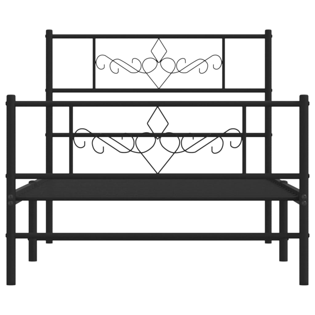 vidaXL Cadre de lit métal sans matelas et pied de lit noir 100x200 cm