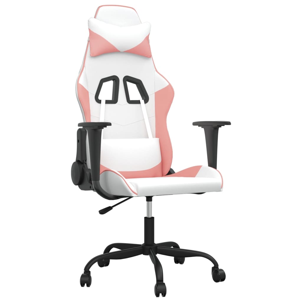 vidaXL Chaise de jeu Blanc et rose Similicuir