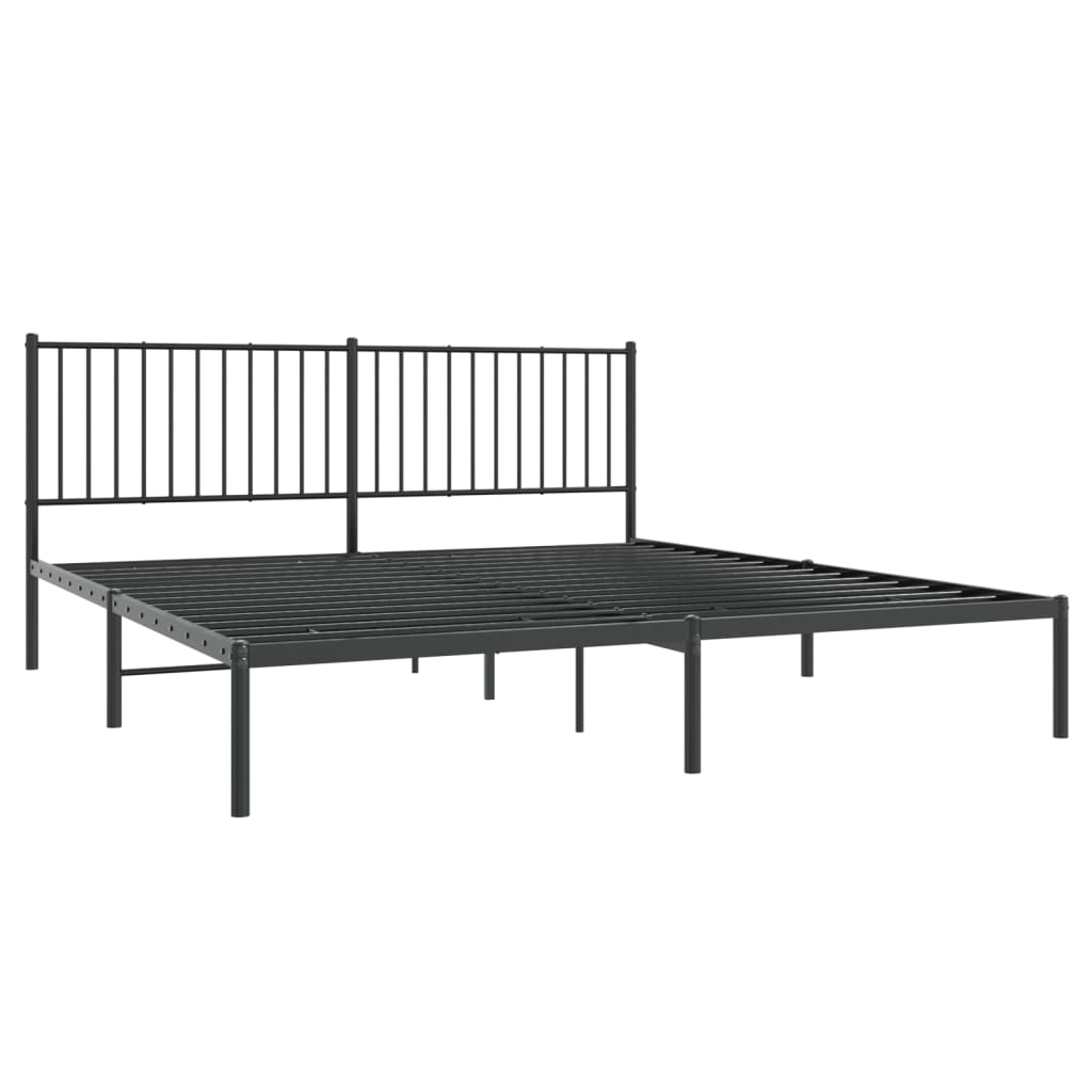 vidaXL Cadre de lit métal sans matelas avec tête de lit noir 183x213cm