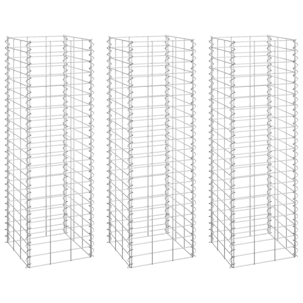 vidaXL Lits surélevés en gabion 3 pcs 30x30x100 cm Fer