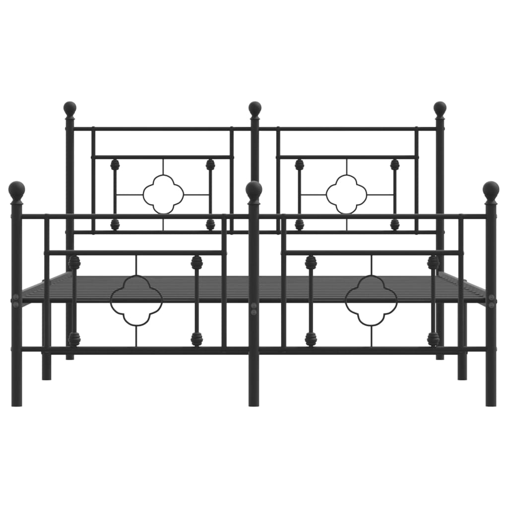 vidaXL Cadre de lit métal sans matelas avec pied de lit noir 140x190cm