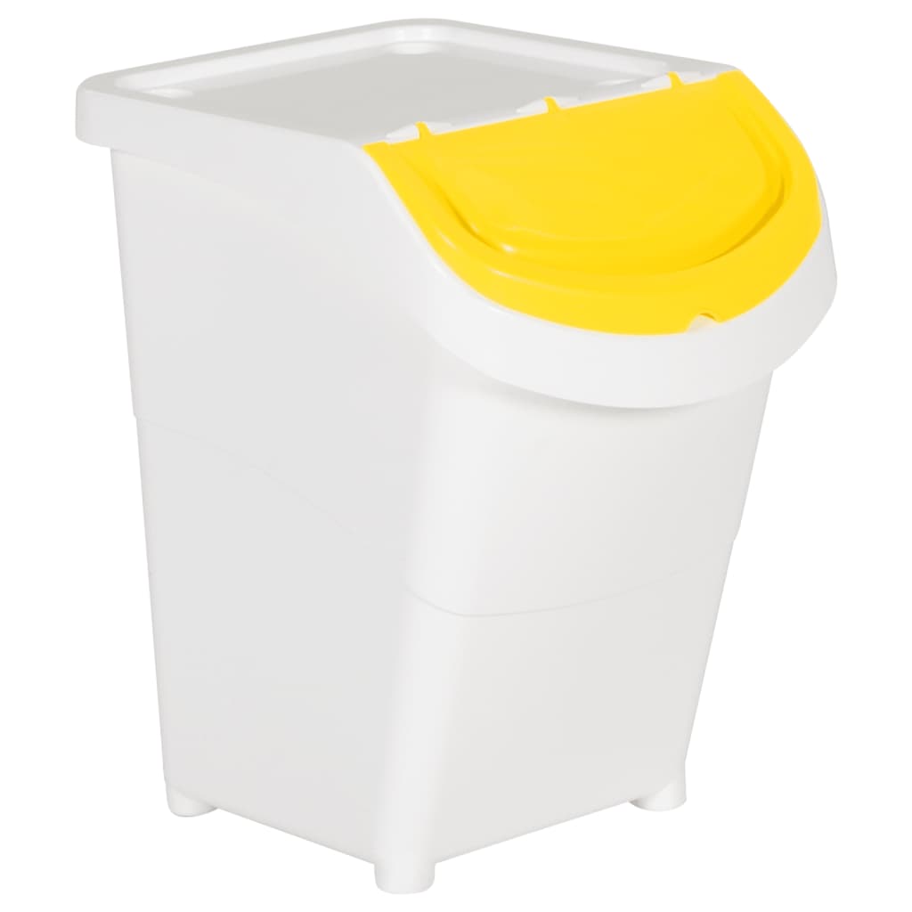 vidaXL Poubelles empilables avec couvercles 3 pcs blanc PP 120 L