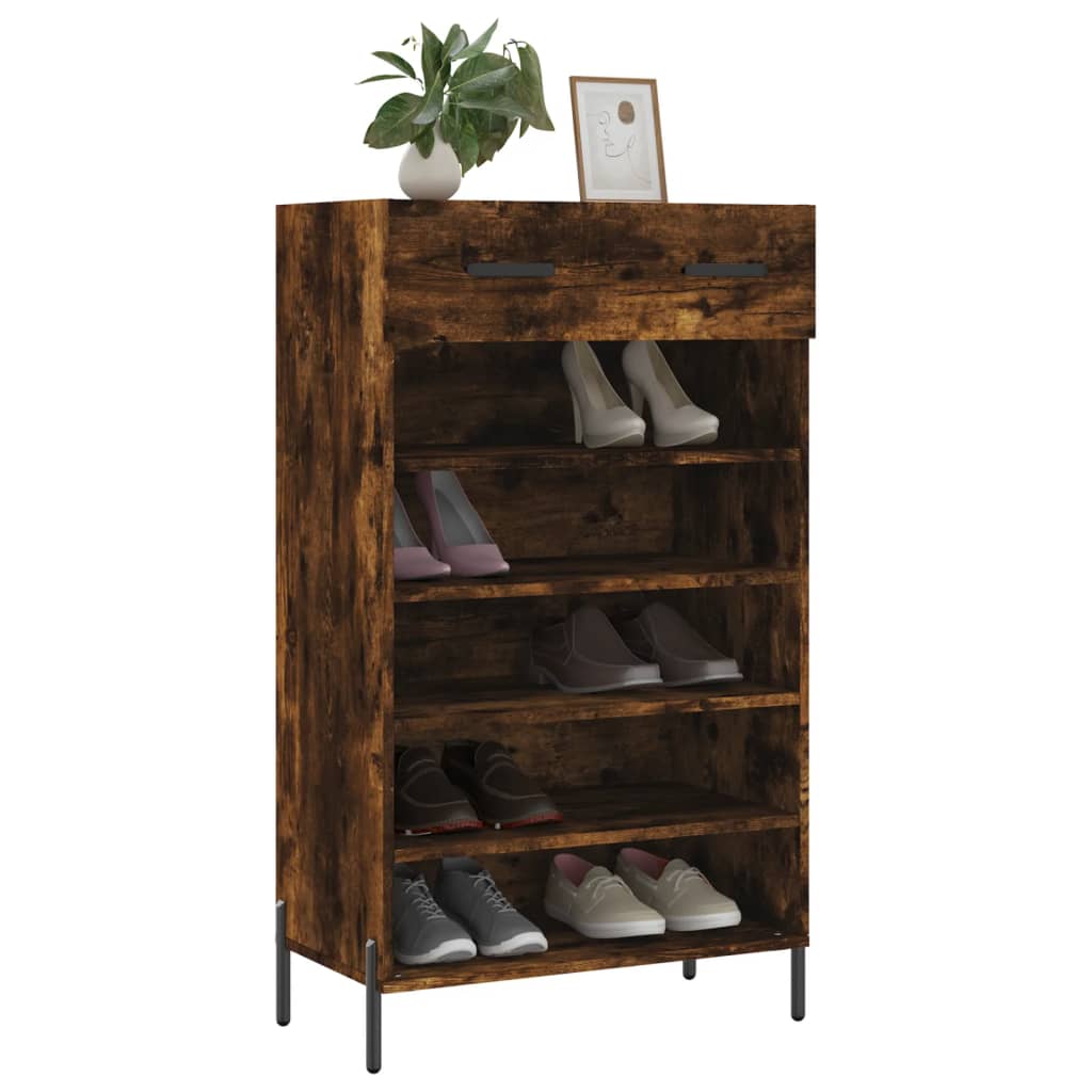 vidaXL Armoire à chaussures chêne fumé 60x35x105 cm bois d'ingénierie