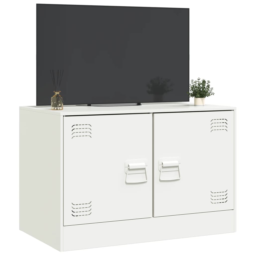 vidaXL Meuble TV blanc 67x39x44 cm acier