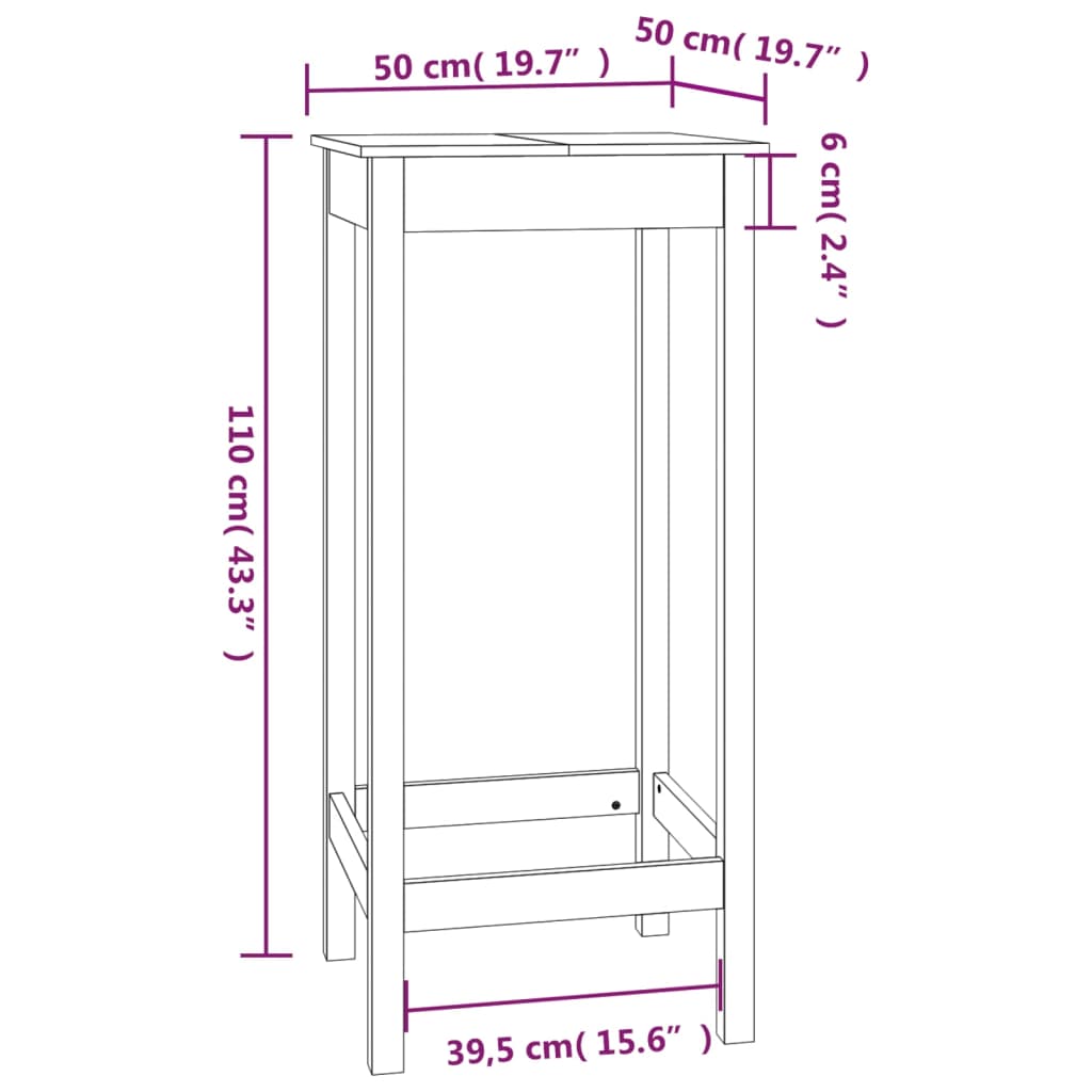 vidaXL Ensemble de bar 5 pcs Noir Bois de pin massif