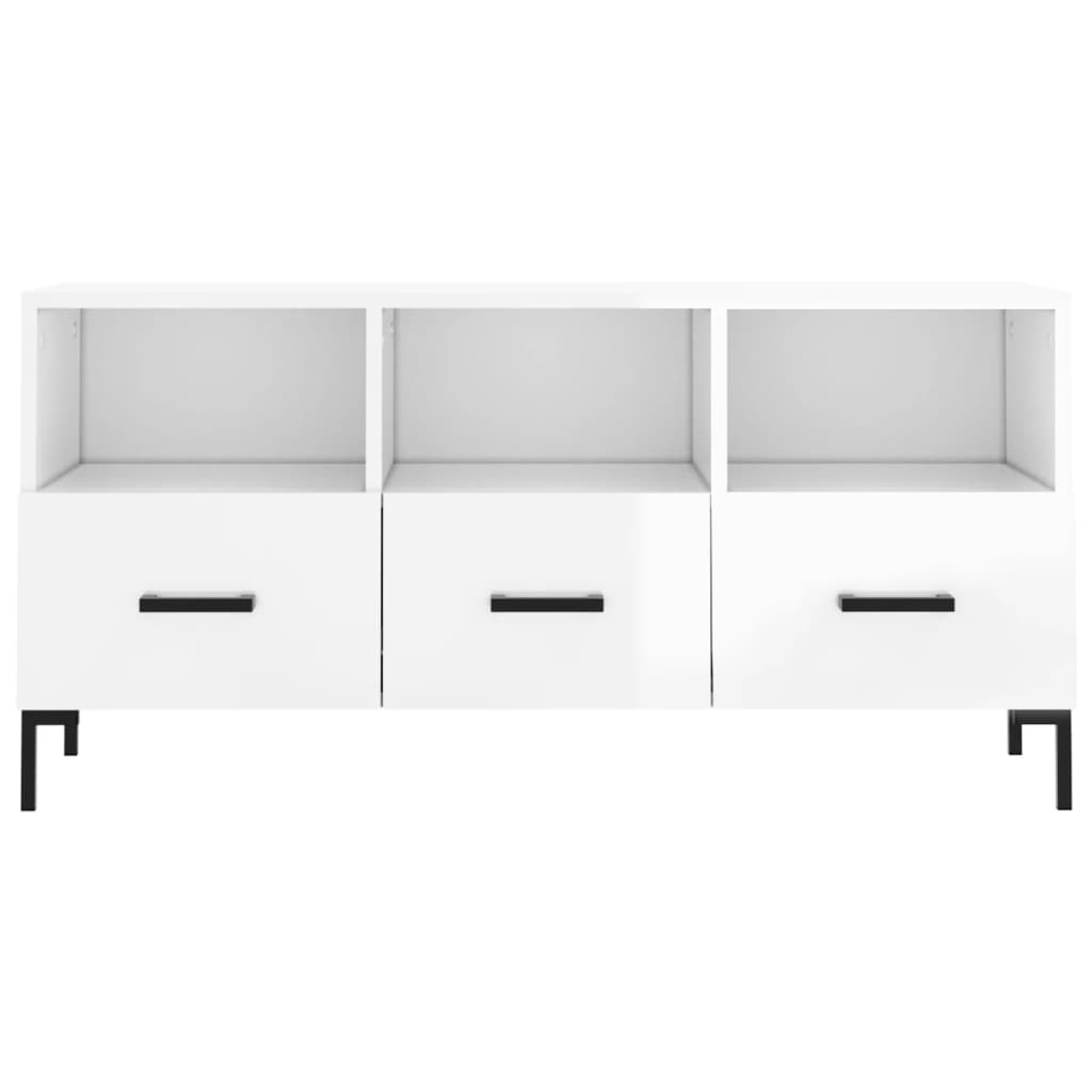 vidaXL Meuble TV Blanc brillant 102x36x50 cm Bois d'ingénierie