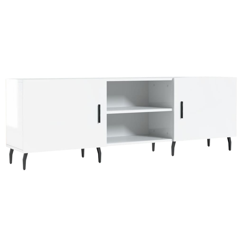 vidaXL Meuble TV blanc brillant 150x30x50 cm bois d'ingénierie