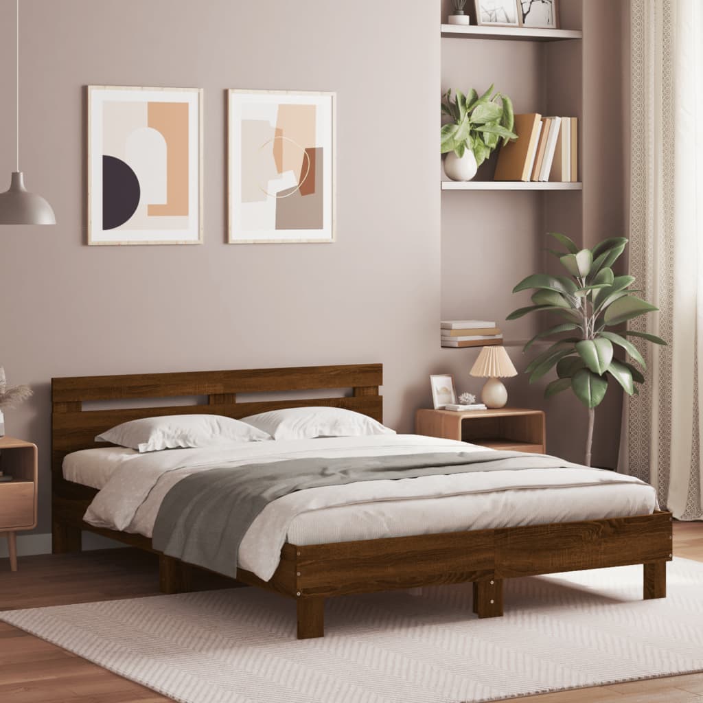 vidaXL Cadre de lit sans matelas chêne marron 140x200 cm