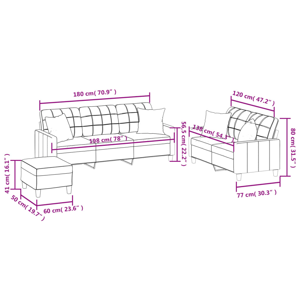 vidaXL Ensemble de canapés 3 pcs avec coussins gris similicuir