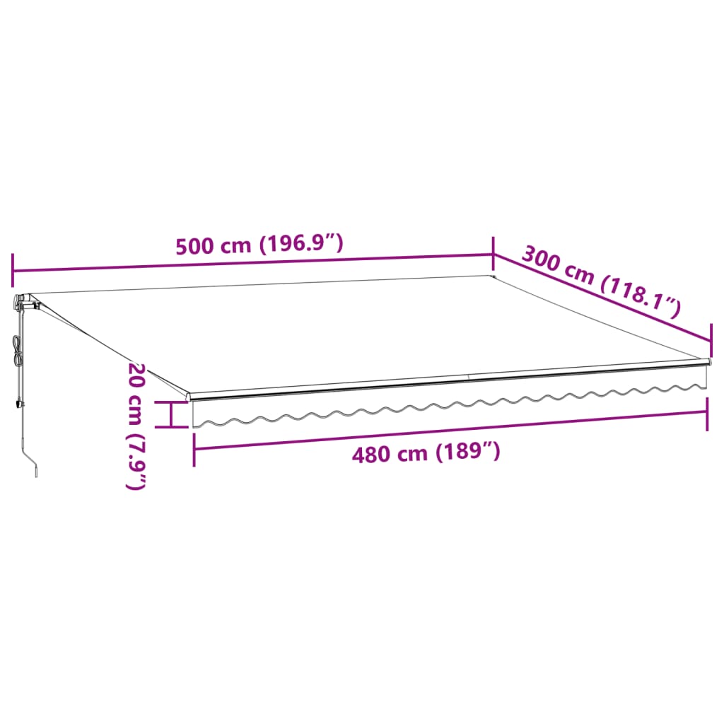 vidaXL Auvent rétractable automatique avec LED marron 500x300 cm