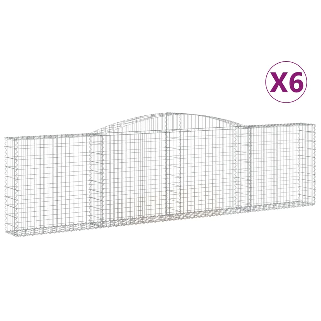 vidaXL Paniers à gabions arqués 6 pcs 400x30x100/120 cm Fer galvanisé