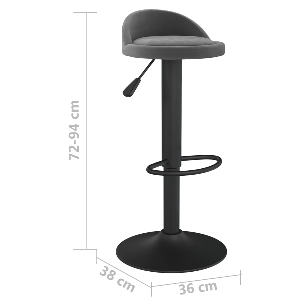 vidaXL Tabourets de bar lot de 2 gris foncé velours