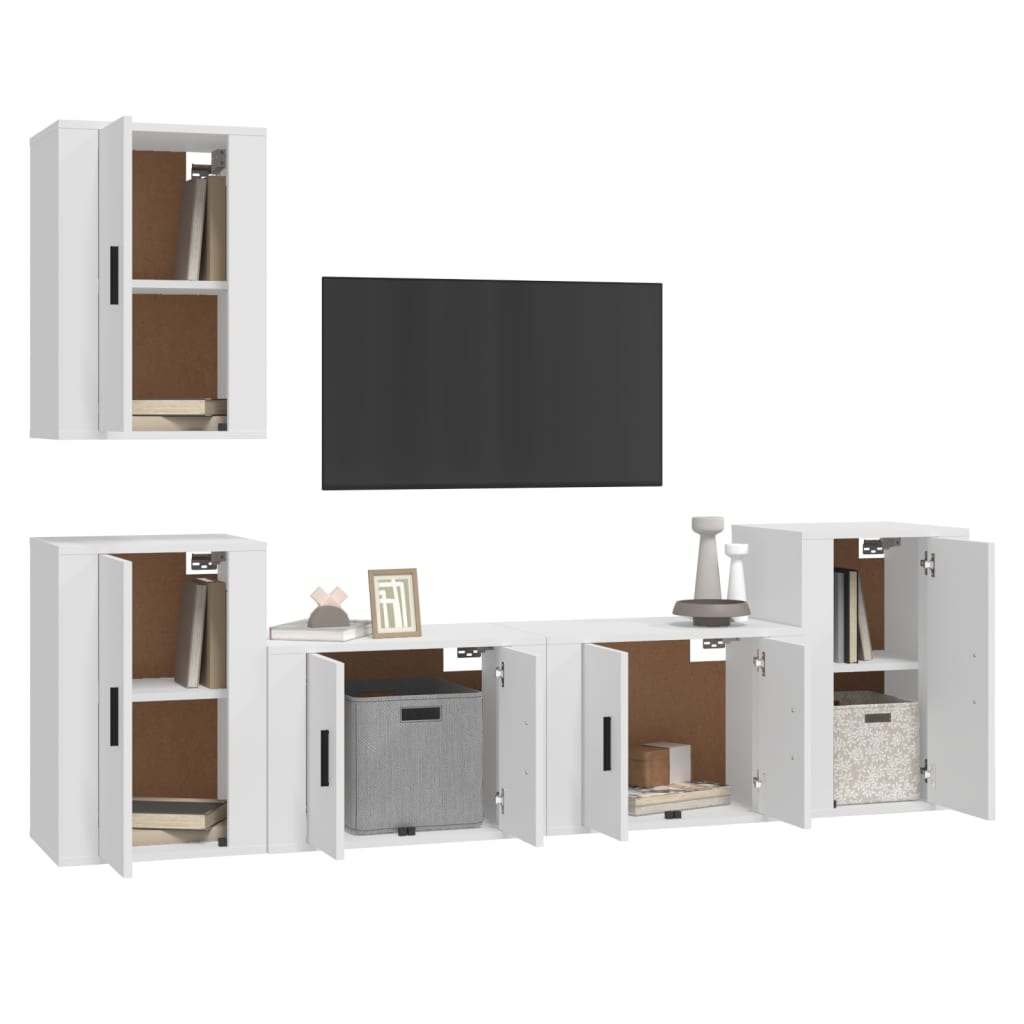 vidaXL Ensemble de meubles TV 5 pcs Blanc Bois d'ingénierie