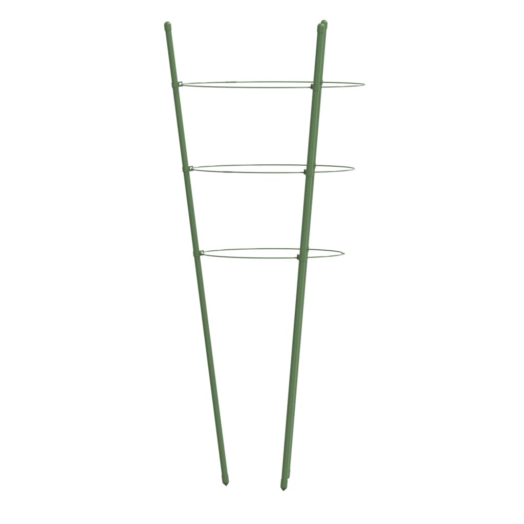 vidaXL Supports pour plantes de jardin 3 anneaux 5pcs Vert 75 cm Acier