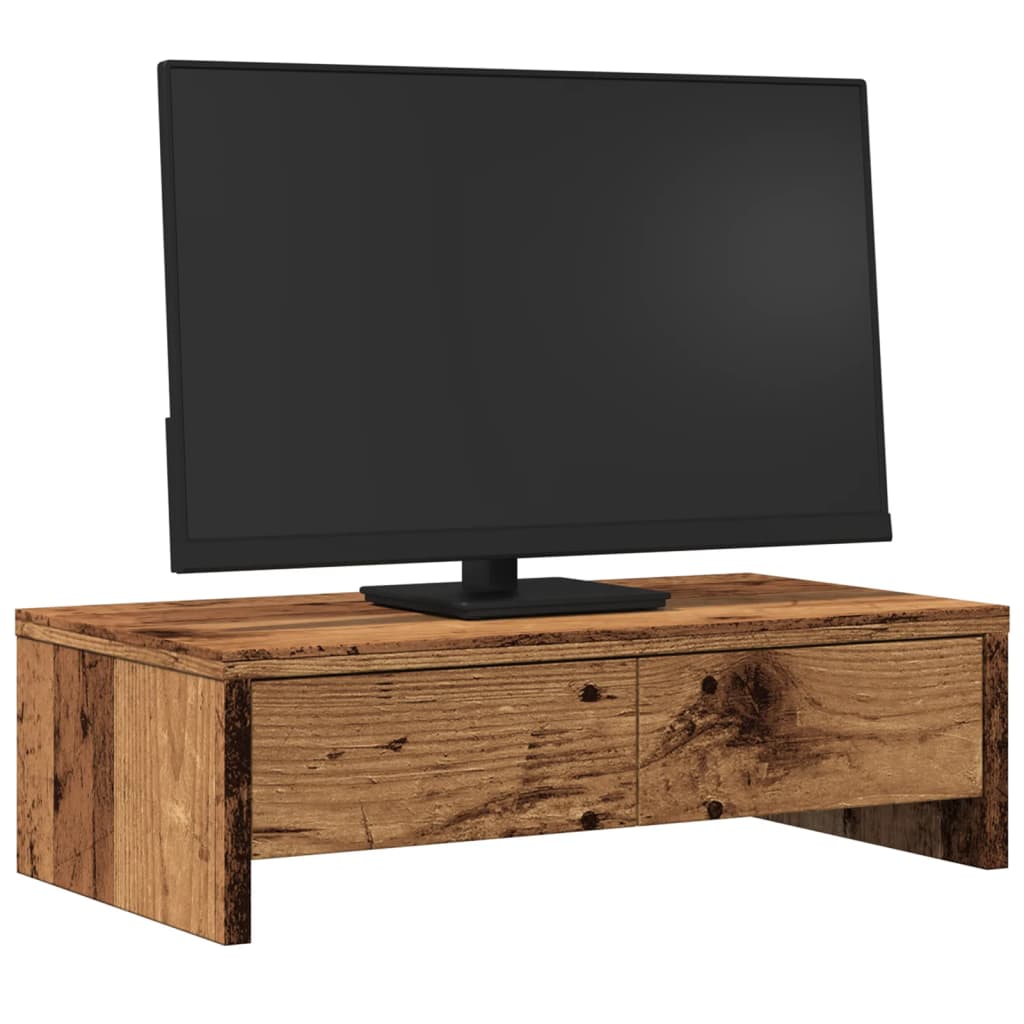 vidaXL Support de moniteur avec tiroirs vieux bois bois d'ingénierie